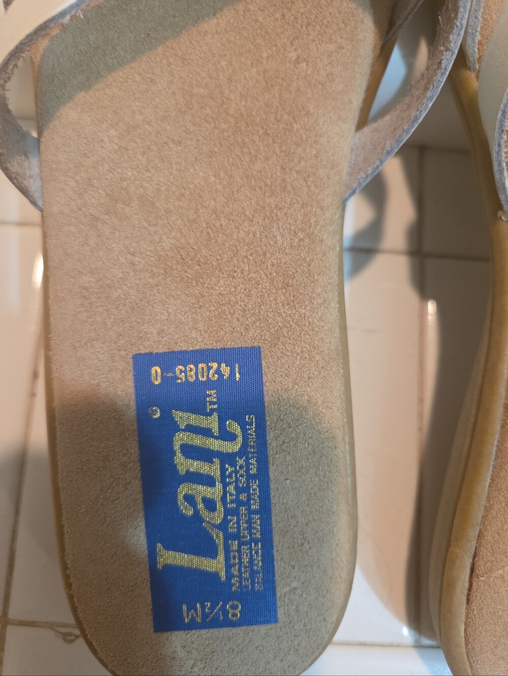 Vintage Lani Made In Italy Leather Flip Flop 8.5 M w/ Orig Box 90s Coastal Gma - Picture 4 of 11